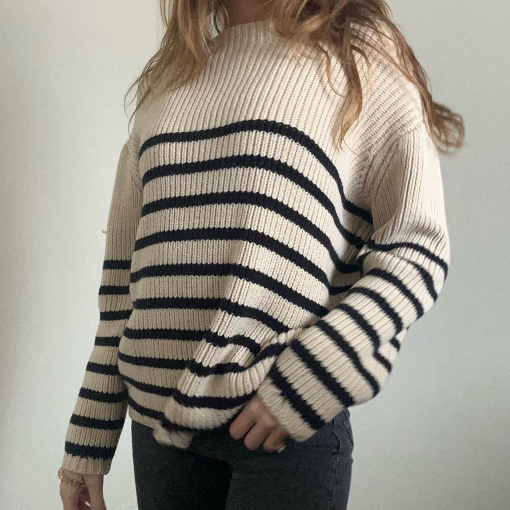 Joe Fresh Cream and Black Striped Sweater